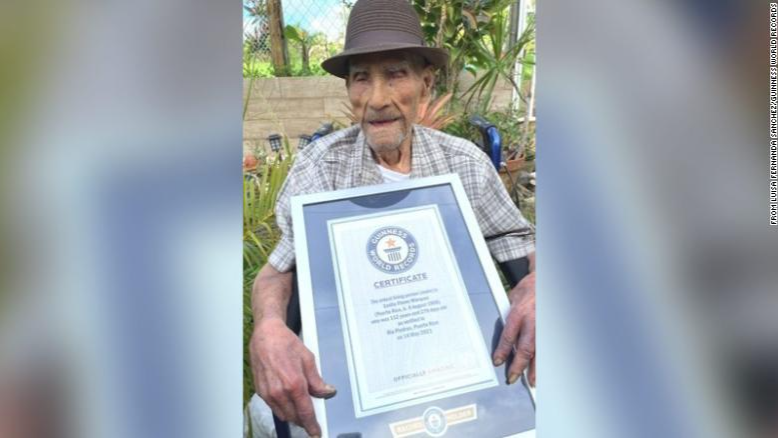 Cụ Emilio Flores Márquez ở Puerto Rico được Kỷ lục Guinness công nhận là người đàn ông sống thọ nhất thế giới, khi gần 113 tuổi. 