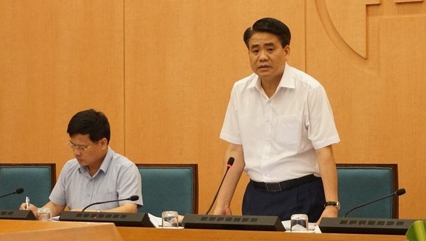 Chủ tịch UBND TP Nguyễn Đức Chung phát biểu tại cuộc họp (Ảnh: anninhthudo.vn)