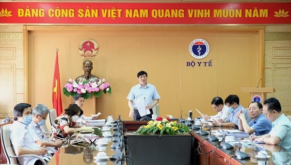 Quyền Bộ trưởng Bộ Y tế Nguyễn Thanh Long tại buổi giao ban trực tuyến (Ảnh: Trần Minh) 