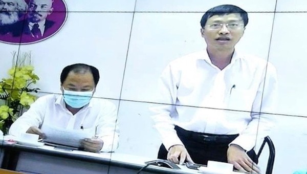 PGS.TS Phan Trọng Lân phát biểu từ đầu cầu TP HCM trong một buổi giao ban phòng chống địch COVID-19 trực tuyến của Bộ Y tế.