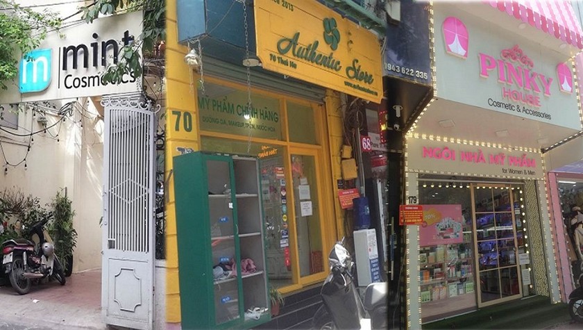 Mint Cosmetics, Pinky House, Authentic Store vẫn "tái diễn" bày bán sản phẩm không tem phụ Tiếng Việt.
