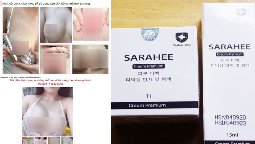Công ty dược mỹ phẩm Aurenda quảng cáo sản phẩm Sarahee bằng những hình ảnh nhạy cảm.