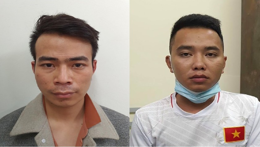 Nguyễn Văn Đức (trái) và Miều tại cơ quan điều tra. Ảnh: CA TP Hà Nội