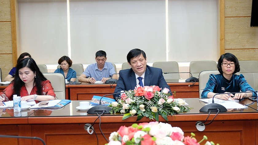 GS.TS Nguyễn Thanh Long- Bộ trưởng Bộ Y tế tại buổi tiếp các Tổ chức quốc tế tại Việt Nam. Ảnh: Trần Minh