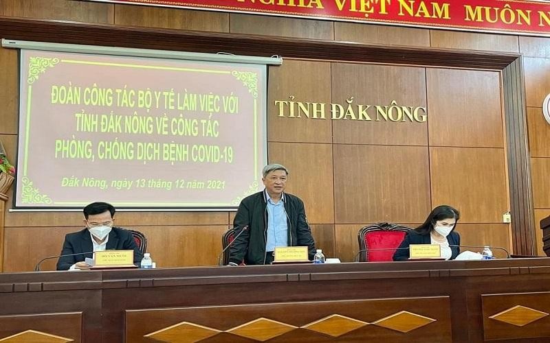 Thứ trưởng Nguyễn Trường Sơn phát biểu tại cuộc họp với BCĐ phòng chống dịch tỉnh Đắk Nông, Ảnh: Minh Thư