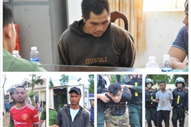Các đối tượng bị bắt giữ trong vụ “Khủng bố nhằm chống chính quyền nhân dân” tại Đắk Lắk. Ảnh: Cổng thông tin Bộ Công an