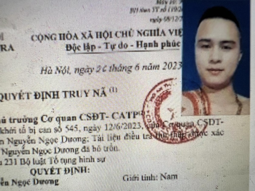 Quyết định truy nã Nguyễn Ngọc Dương