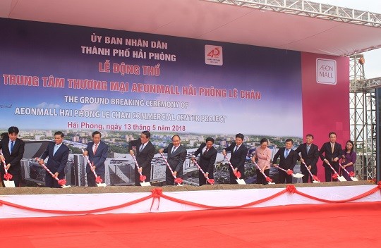 Thủ tướng Chính phủ Nguyễn Xuân Phúc dự lễ động thổ trung tâm thương mại AEON Mall tại Hải Phòng