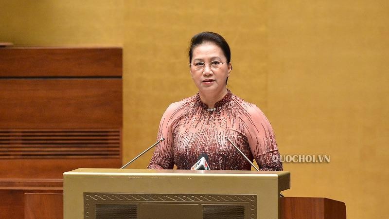 Chủ tịch Quốc hội Nguyễn Thị Kim Ngân phát biểu tại buổi gặp mặt các điển hình tiên tiến ngày 6/8.
