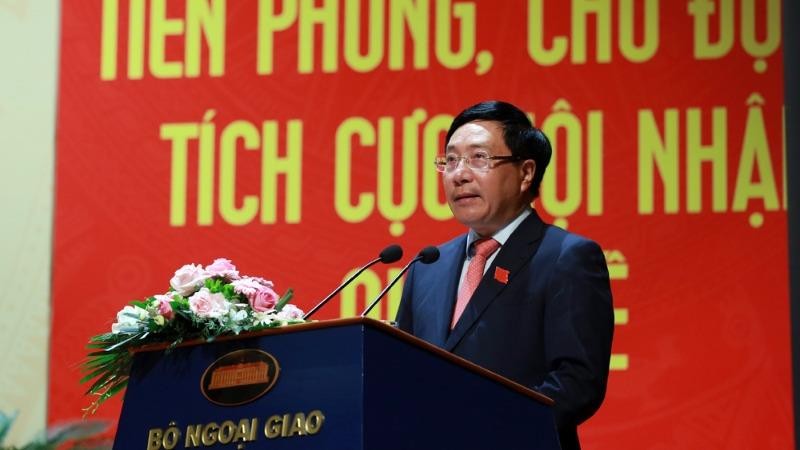 Phó Thủ tướng, Bộ trưởng Bộ Ngoại giao Phạm Bình Minh phát biểu chỉ đạo Đại hội