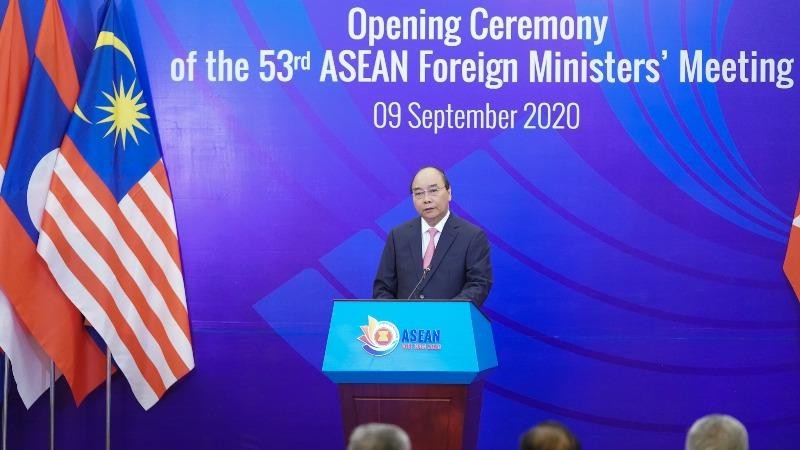 Thủ tướng Nguyễn Xuân Phúc phát biểu khai mạc Hội nghị Bộ trưởng Ngoại giao ASEAN.