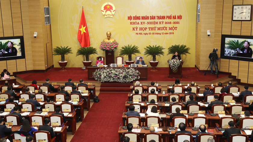 Một kỳ họp của HĐND TP Hà Nội.