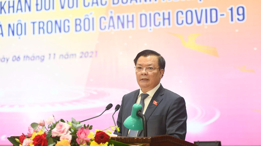 Bí thư Thành ủy Hà Nội Đinh Tiến Dũng phát biểu khai mạc Hội nghị.
