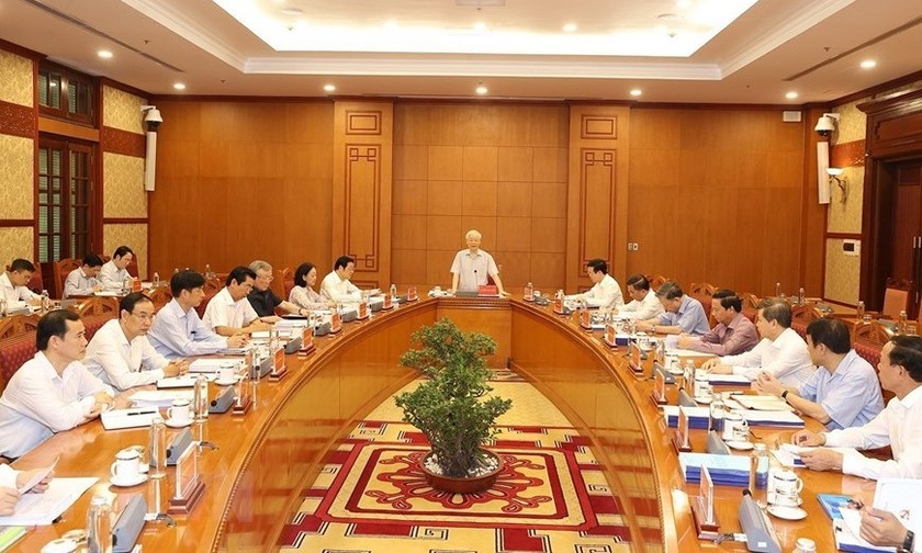 Tổng Bí thư Nguyễn Phú Trọng phát biểu chỉ đạo tại cuộc họp.