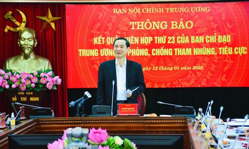 Phó Trưởng Ban Nội chính Trung ương Nguyễn Thái Học chủ trì cuộc họp thông báo.