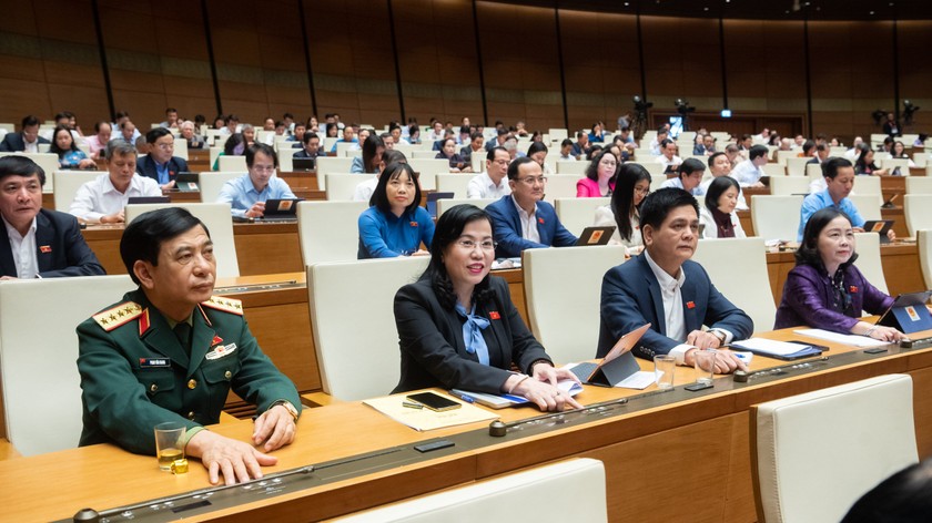 Các đại biểu bấm nút biểu quyết thông qua Nghị quyết. (Nguồn ảnh: Quochoi.vn)