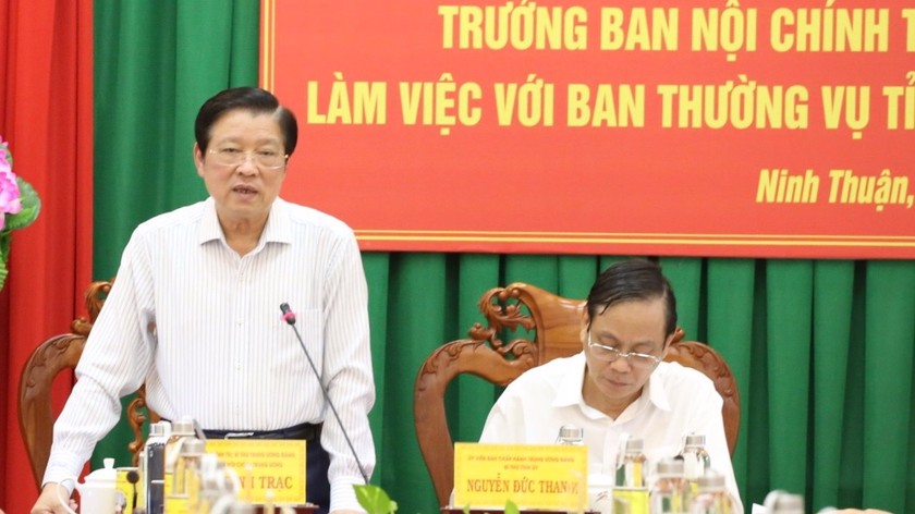 Trưởng Ban Nội chính Trung ương Phan Đình Trạc phát biểu tại buổi làm việc. (Ảnh: PV)
