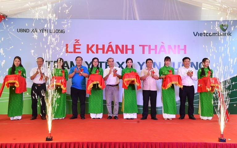 Trạm y tế xã Yên Lương mới được khánh thành là công trình do Vietcombank tài trợ
