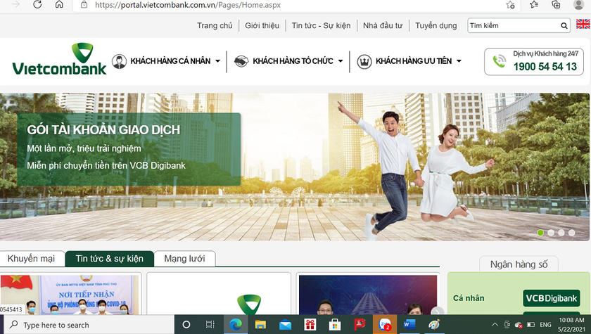 website duy nhất của Vietcombank, địa chỉ vietcombank.com.vn