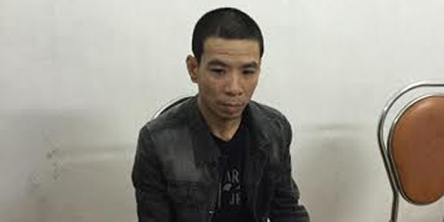Đối tượng Nguyễn Văn Hùng tại cơ quan điều tra. 