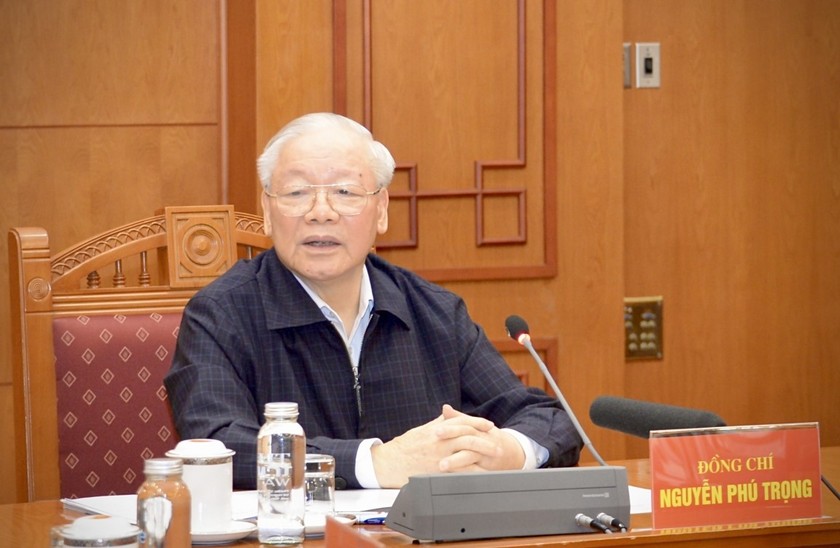 Tổng Bí thư Nguyễn Phú Trọng, Trưởng Tiểu ban nhân sự Đại hội XIV của Đảng chủ trì phiên họp đầu tiên của Tiểu ban
