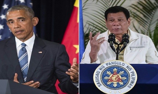 Tổng thống Mỹ Obama (trái) và người đồng cấp Philippines Duterte. 