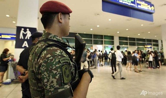 Lực lượng an ninh Malaysia ở Sân bay Kuala Lumpur.