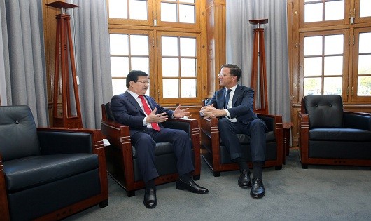 Phó Thủ tướng Trịnh Đình Dũng và Thủ tướng Hà Lan tại hội kiến.