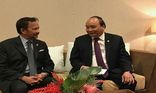 Thủ tướng Nguyễn Xuân Phúc và Quốc vương Brunei Darussalam Sultan Haji Hassanal Bolkiah.