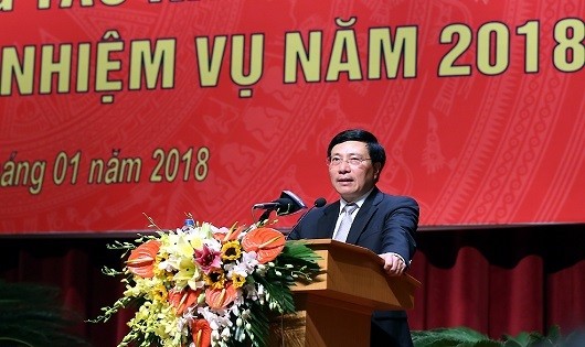 Phó Thủ tướng, Bộ trưởng Ngoại giao Phạm Bình Minh phát biểu tại Hội nghị. Ảnh: VGP