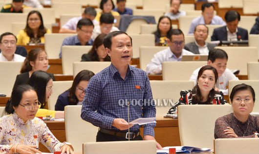 ĐB Phạm Tất Thắng phát biểu tại phiên họp.