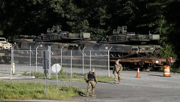 Xe tăng Abrams của Mỹ tại Washington hôm 1/7.