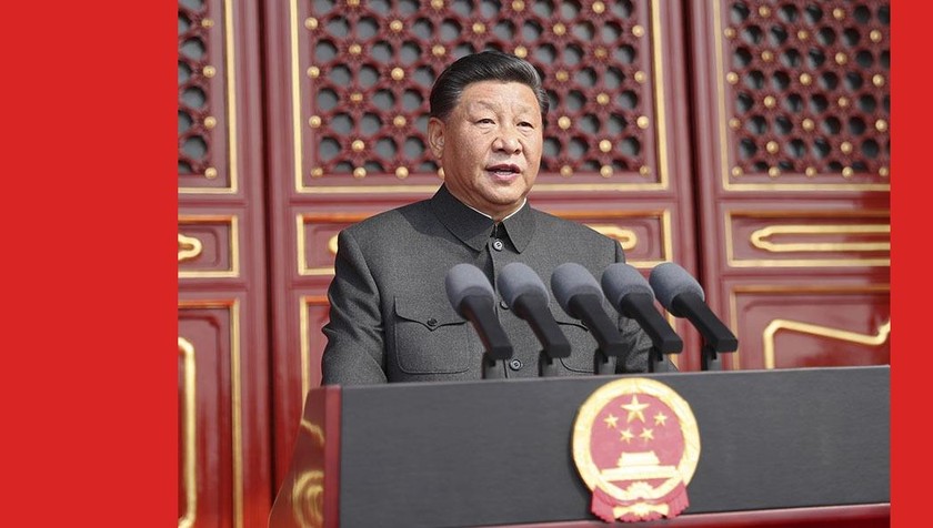 Tổng bí thư, Chủ tịch Trung Quốc Tập Cận Bình đọc diễn văn tại lễ kỷ niệm.