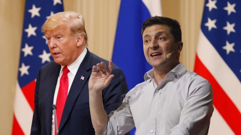 Tổng thống Mỹ Trump và người đồng cấp Ukraine Zelensky.