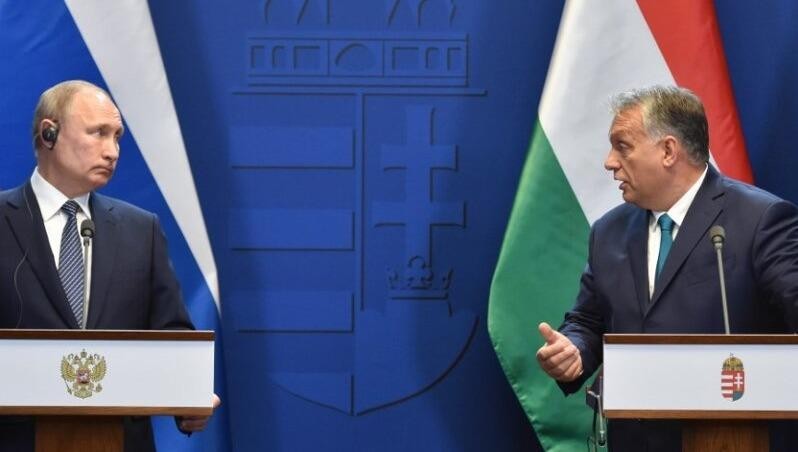 Tổng thống Nga Putin và Thủ tướng Hungary Orban tại họp báo.