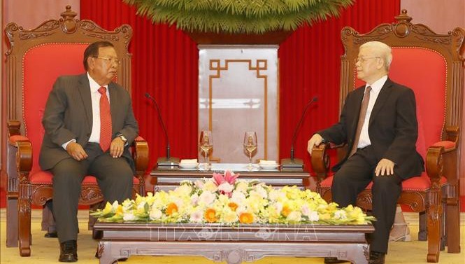 Tổng Bí thư, Chủ tịch nước Nguyễn Phú Trọng tiếp Tổng Bí thư, Chủ tịch nước Lào Bounnhang Vorachith hồi tháng 10 vừa qua.