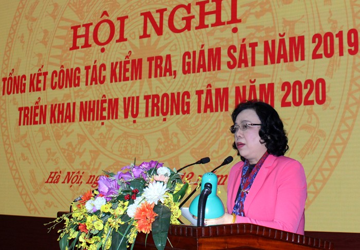 Phó Bí thư Thường trực Thành ủy Hà Nội Ngô Thị Thanh Hằng phát biểu tại hội nghị.