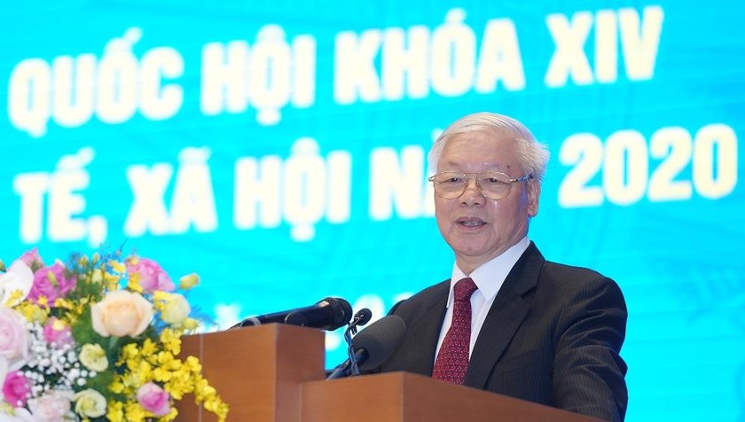 Tổng Bí thư, Chủ tịch nước Nguyễn Phú Trọng phát biểu tại Hội nghị  trực tuyến Chính phủ với các địa phương ngày 30/12/2019. Ảnh: VGP