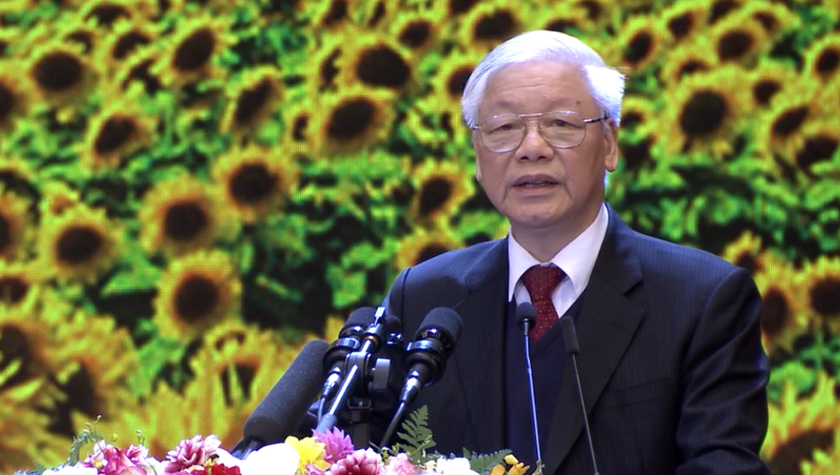 Tổng Bí thư, Chủ tịch nước Nguyễn Phú Trọng đọc diễn văn tại buổi lễ.