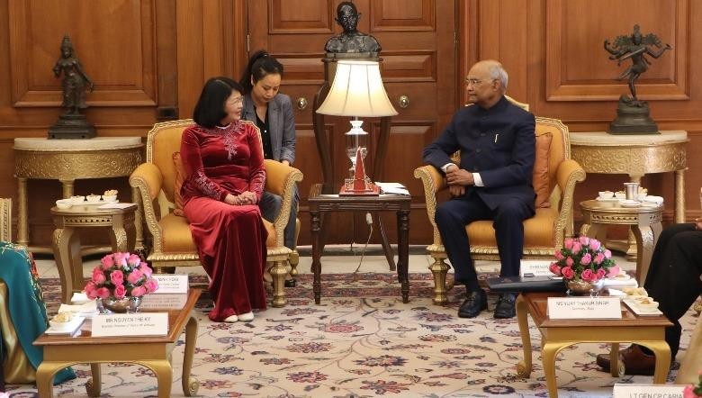 Phó Chủ tịch nước Đặng Thị Ngọc Thịnh hội kiến với Tổng thống Ấn Độ Ram Nath Kovind. 