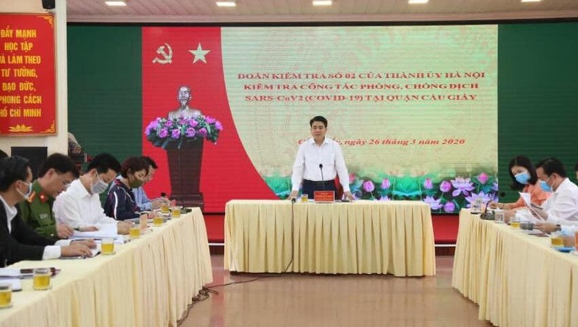 Chủ tịch UBND TP Hà Nội Nguyễn Đức Chung phát biểu tại buổi kiểm tra.