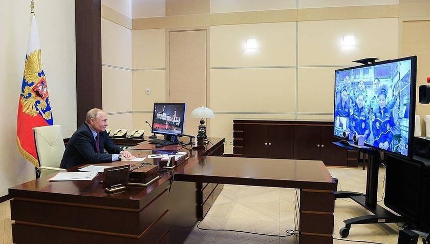 Tổng thống Nga Vladimir Putin tại một cuộc họp trực tuyến.