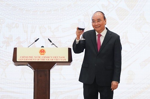 Thủ tướng Nguyễn Xuân Phúc chủ trì lễ kỷ niệm 75 năm Quốc khánh nước CHXHCN Việt Nam. Ảnh: VGP