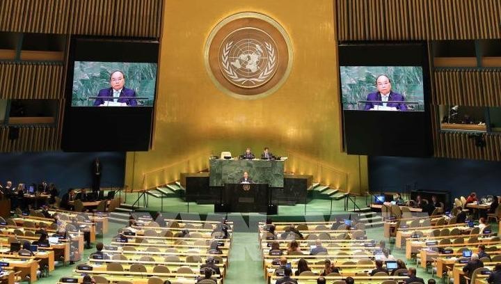 Thủ tướng Nguyễn Xuân Phúc phát biểu tại Phiên thảo luận Đại hội đồng Liên hợp quốc lần thứ 73. Ảnh: TTXVN