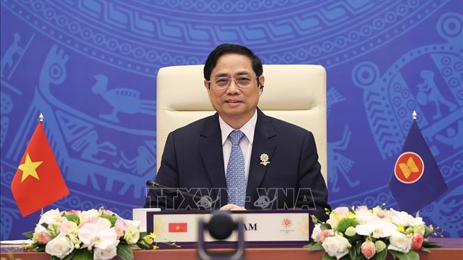 Thủ tướng Phạm Minh Chính dự hội nghị. Ảnh: TTXVN