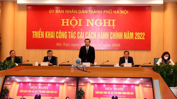 Chủ tịch UBND TP Hà Nội Chu Ngọc Anh chủ trì hội nghị.