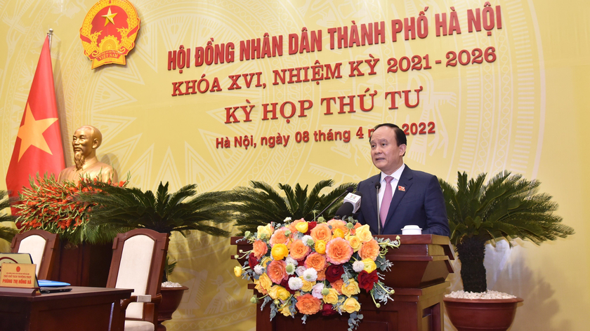 Chủ tịch HĐND TP Hà Nội Nguyễn Ngọc Tuấn phát biểu bế mạc kỳ họp.