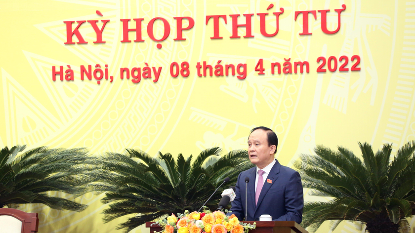 Chủ tịch HĐND TP Hà Nội Nguyễn Ngọc Tuấn phát biểu khai mạc kỳ họp.