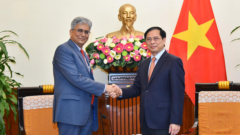 Bộ trưởng Ngoại giao Bùi Thanh Sơn tiếp Thứ trưởng Ngoại giao Ấn Độ Saurabh Kumar.