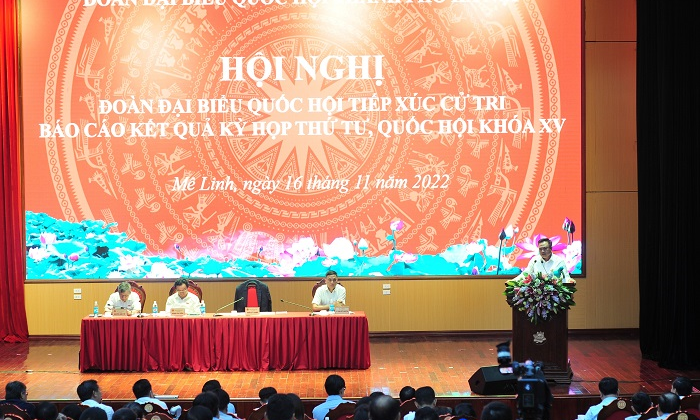 Ủy viên Trung ương Đảng, Phó Bí thư Thành ủy, Chủ tịch UBND TP Hà Nội Trần Sỹ Thanh phát biểu tại hội nghị.